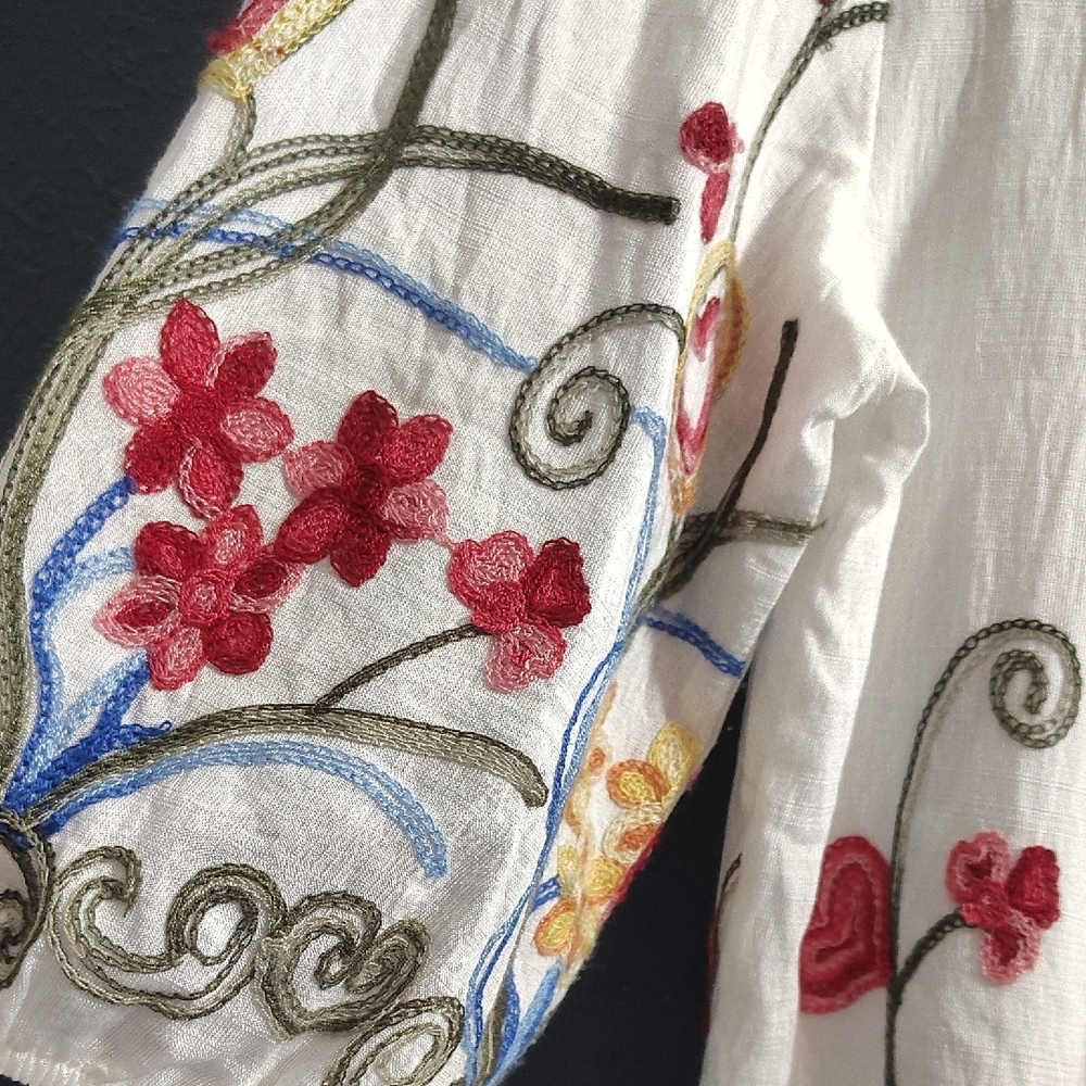 Art of Rajasthan White Embroidered Blouse - Picture 5 of 11
